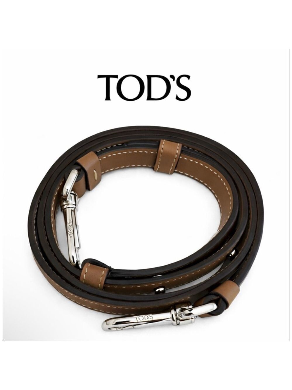 TOD'S Brown Leather Adjustable Bag Strap 40in length New!